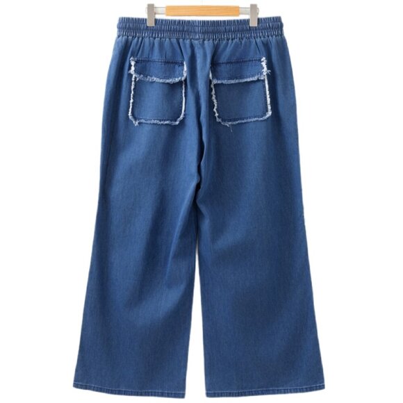 🌊 Sail Blue Washed Chambray Wide-Leg Pants – Sizes 1X & 2X - Picture 5 of 11